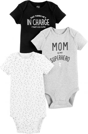 Simple Joys by Carter's Baby 3-Pack Short-Sleeve "Family Slogan" Bodysuits