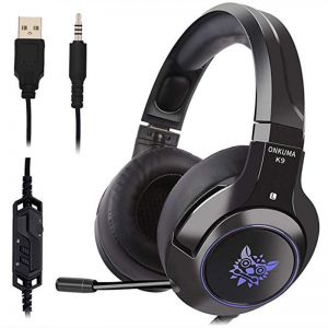 מבצעי Black Friday אוזניות K9 Professional LED RGB Lighting Wired Headset Headphone Noise Cancelling With Mic For PS4 XBOX One