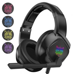 מבצעי Black Friday אוזניות Onikuma K19 Single-Plug RGB Light-Emitting Gaming Wired Headphone Stereo Sound Headset With Microphone LED Audio Cable