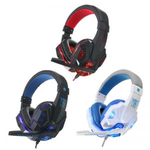 מבצעי Black Friday אוזניות USB 3.5mm LED Surround Stereo Gaming Headset Headbrand Headphone With Mic
