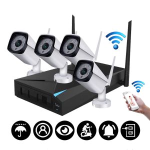 מבצעי Black Friday מצלמות אבטחה 4CH Wireless Wi-Fi 1080P IP Camera HDMI NVR Outdoor Home Security IR CCTV Camera System