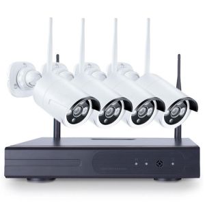 מבצעי Black Friday מצלמות אבטחה 4PCS 4CH CCTV Wireless 960P NVR DVR 1.3MP IR Outdoor P2P Wifi IP Security Camera Video Surveillance