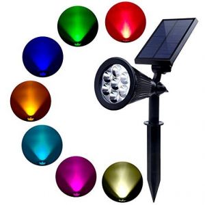מבצעי Black Friday תאורה לגינה Solar Lights Outdoor 7 LED Solar Outdoor Color Changing Wall Light 180° Adjustable Garden Light