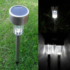 מבצעי Black Friday תאורה לגינה Garden Solar Power White LED Lamp Stainless Steel Waterproof Lawn Yard Light