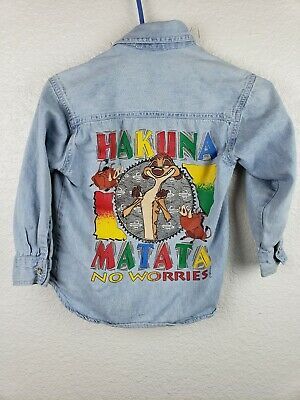 מבצעי Black Friday בגדי ילדים    Vintage Disney Lion King Hakuna Matata Size 6 Kids Shirt Button Down Cotton
