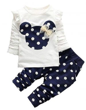 מבצעי Black Friday בגדי תינוקות חליפת מיקי מאוס 2 חלקים לתינוקת שרוול חולצה ארוך ומכנס ארוך במגוון צבעים