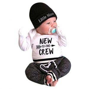 חולצה ומכנס ארוכים לתינוק כולל כובע גרב New To The Crew