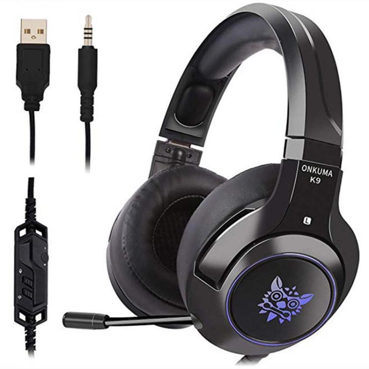 מבצעי Black Friday אוזניות K9 Professional LED RGB Lighting Wired Headset Headphone Noise Cancelling With Mic For PS4 XBOX One