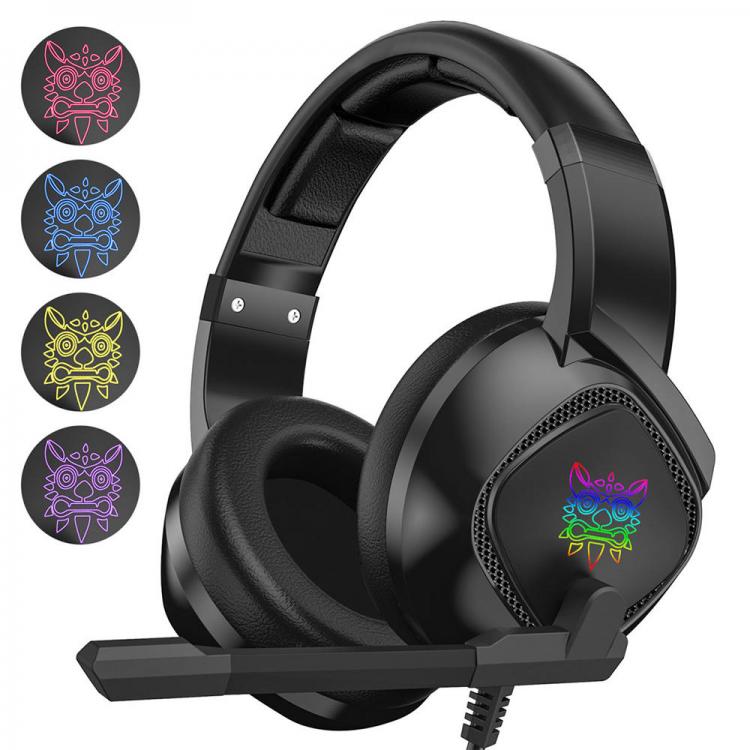 מבצעי Black Friday אוזניות Onikuma K19 Single-Plug RGB Light-Emitting Gaming Wired Headphone Stereo Sound Headset With Microphone LED Audio Cable