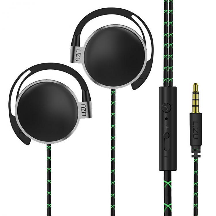 מבצעי Black Friday אוזניות LIZU I-906 Sport Running Bass Adjustable Ear Hook Headset Headphone with Mic for Xiaomi Samsung S8