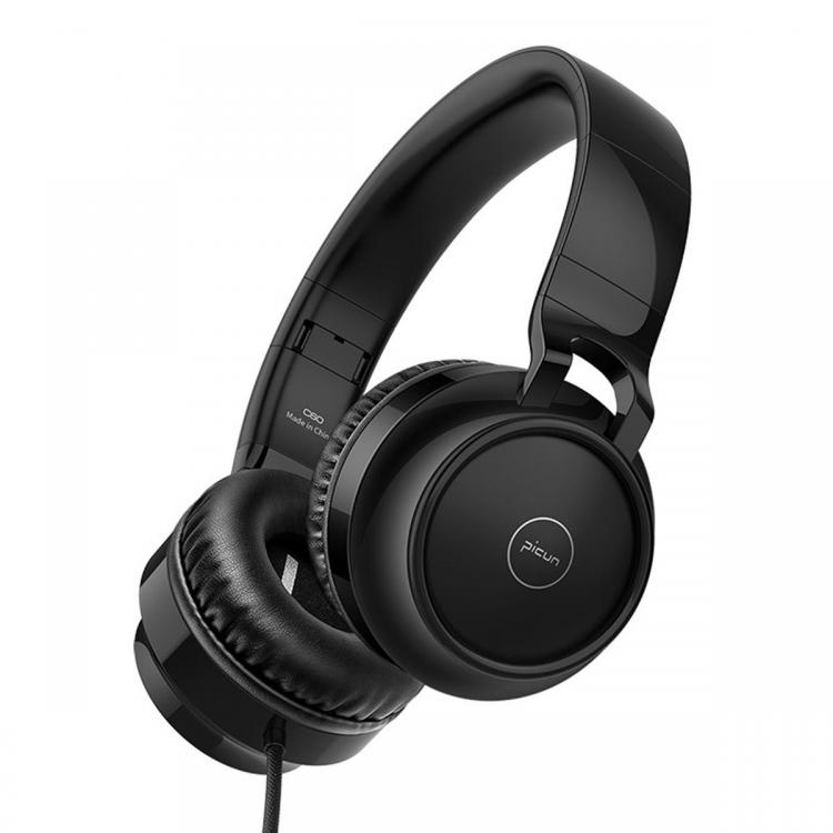 מבצעי Black Friday אוזניות Pincun C60 Foldable Wired Headset Headphone 4D Stereo Portable 3.5mm Wired Over-ear Headset with Mic
