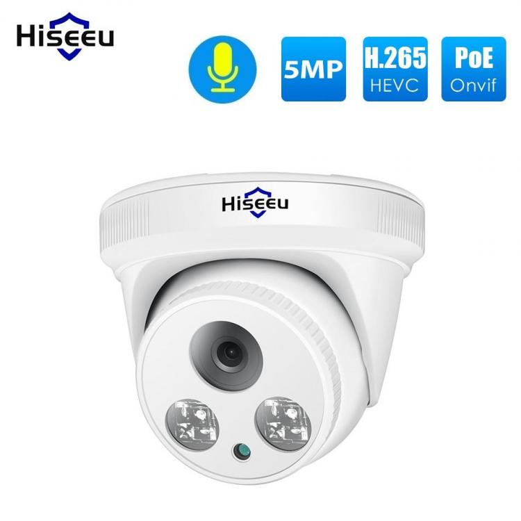מבצעי Black Friday מצלמות אבטחה Hiseeu HC615-P-3.6 5MP 1920P POE IP Camera H.265 Audio Dome Camera ONVIF M otion Detection For PoE NVR App View