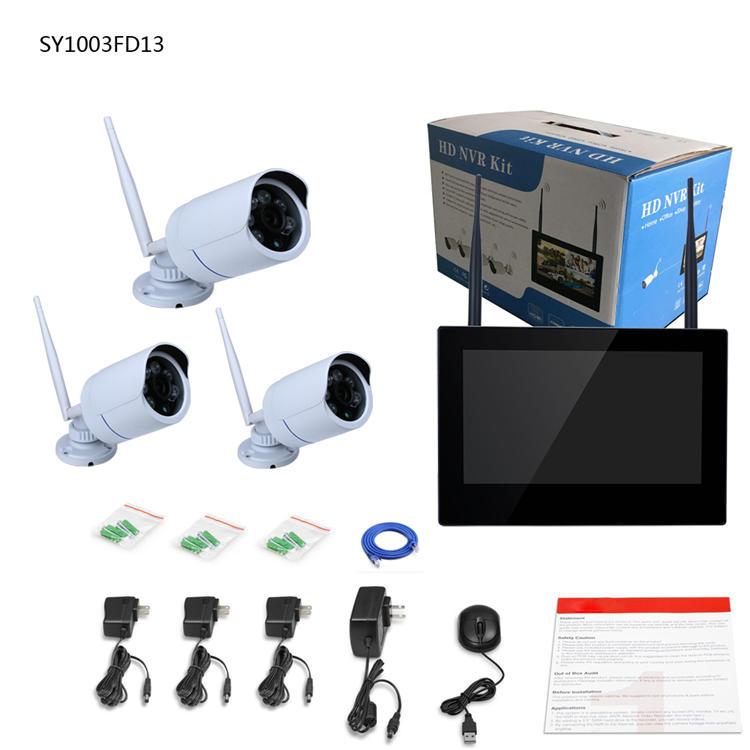 מבצעי Black Friday מצלמות אבטחה ENNIO SY1003FD13 10 inch TFT 4CH 960P Wireless DVR Video Security Three Waterproof Bullet IP Cameras
